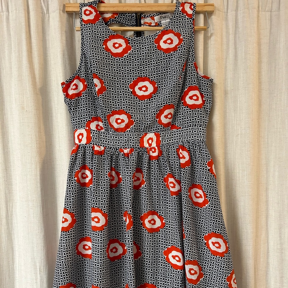 Floral Sleeveless Dress - Black and Red